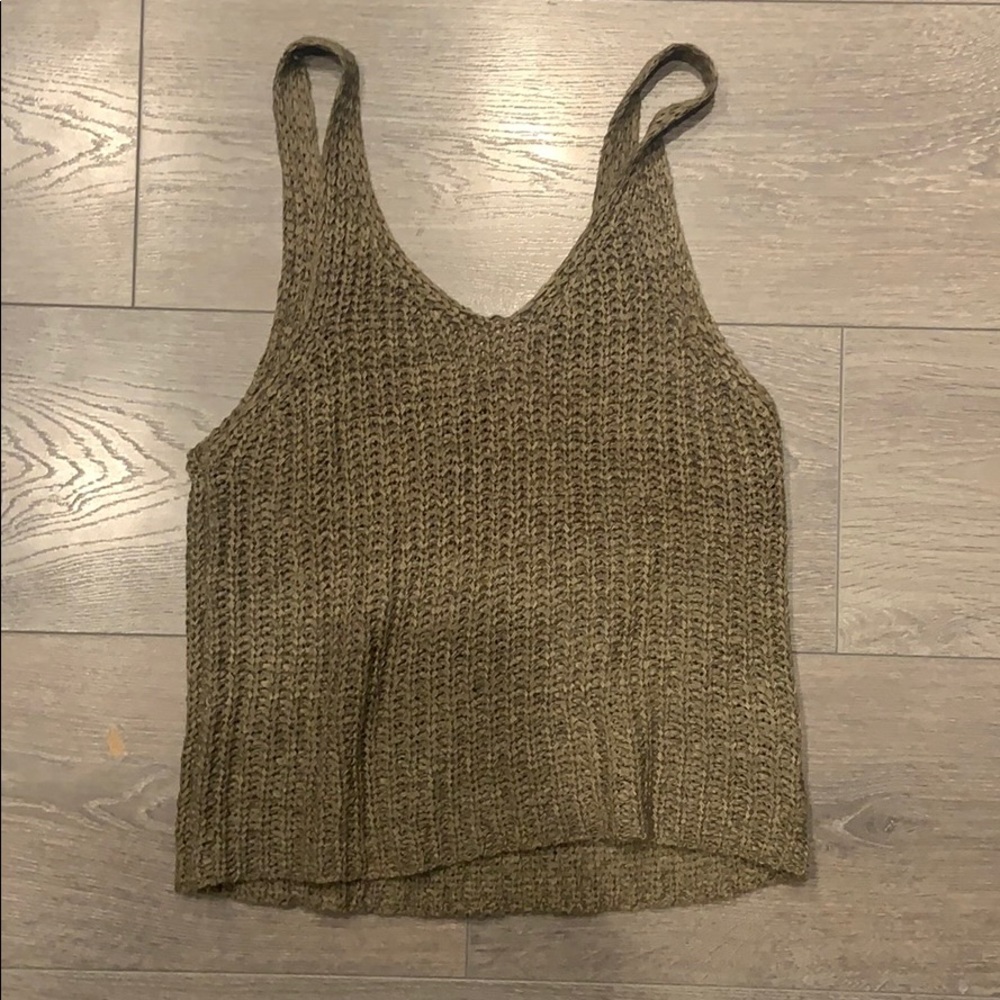 Small Olive green crop woven tank top. Never worn.